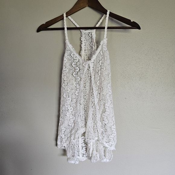 Blu Pepper Crochet Tank Womens M Cream 100% Cotton Buckle Brand Coquette - Picture 1 of 8